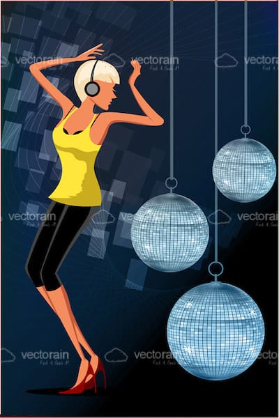 Illustrated Girl Disco Dancing
